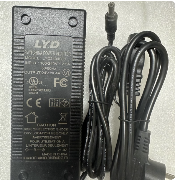 NEW LYD LYD2404000 AC Adapter 24V DC 4A 5.5 X 2.1mm LYD2404000